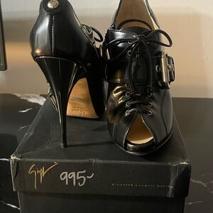 Giuseppe Zanotti Glossy Black Lace-Up Heels
